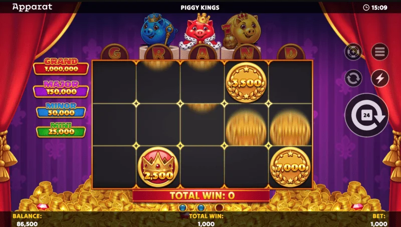 Piggy Kings – „Buy Feature“ ekranas ir pirkimo pasirinkimas