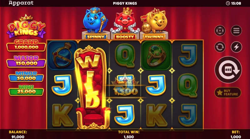 Piggy Kings – trijų spalvų „Booster Coins“ lauke